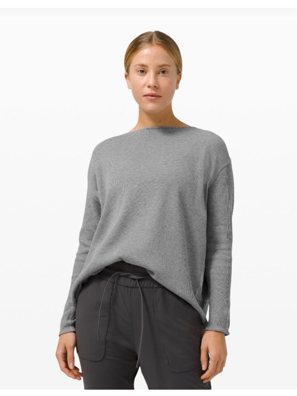 Lululemon Waffle-Knit Long Sleeve Top - Gray